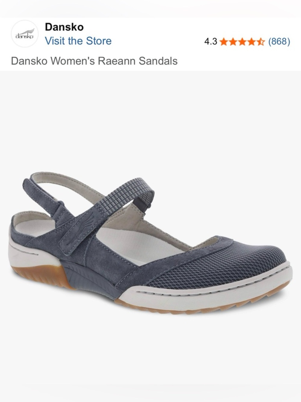 Dansko Raeann Blue Suede & Mesh Mary Jane Slingback